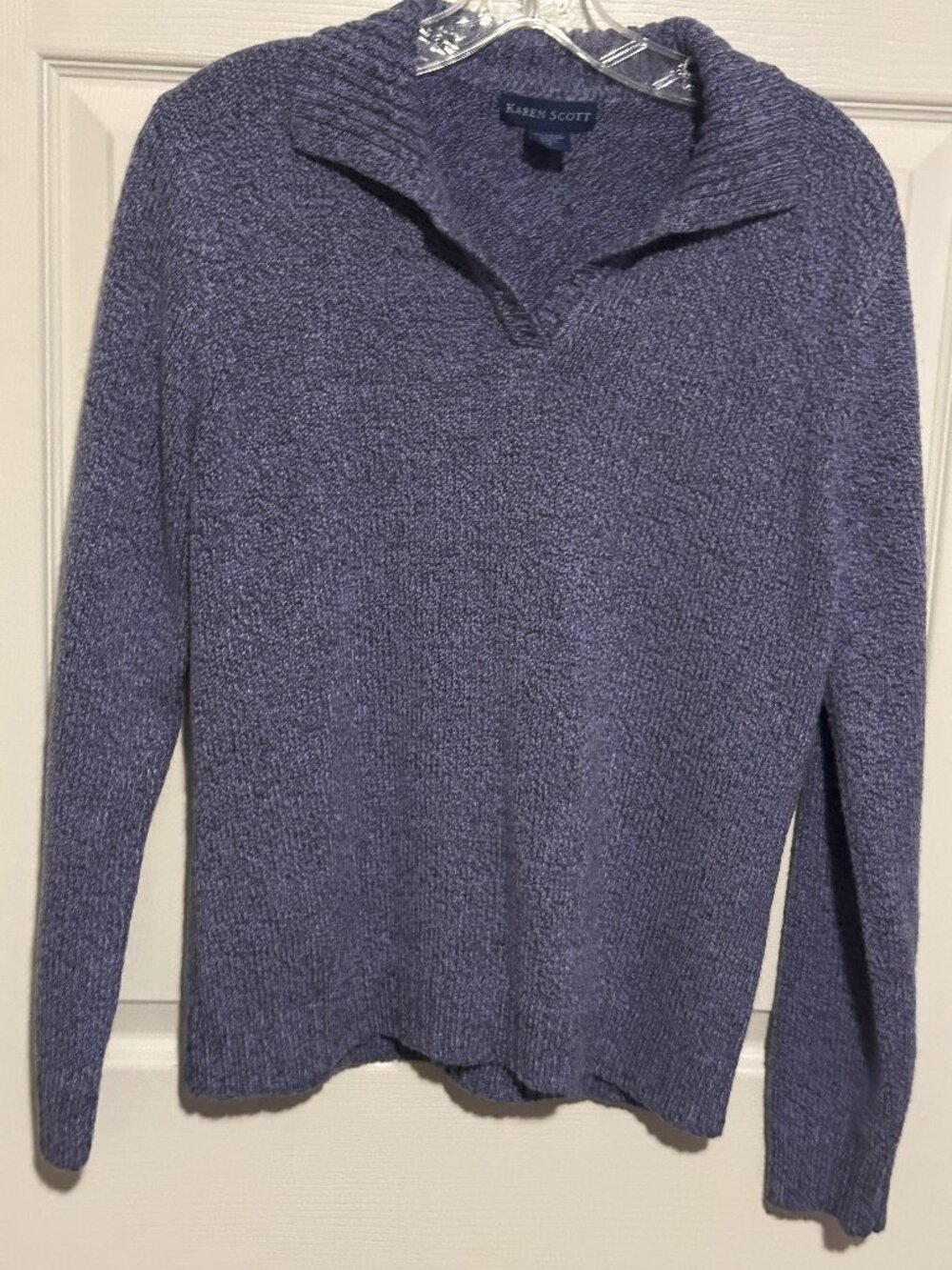 Karen Scott Dark Periwinkle Blue Purple V-Neck Sweater sz S